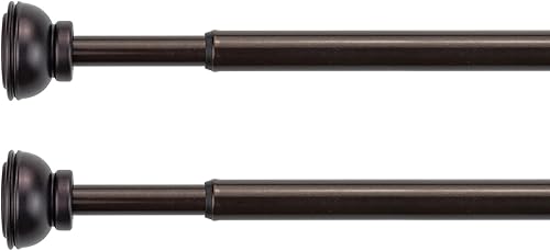 KXLife Paquete de 2 barras de cortina de tensión de resorte, barra decorativa de tensión de 1/2 pulgada para ventana, barra de café bronce, (22-36)