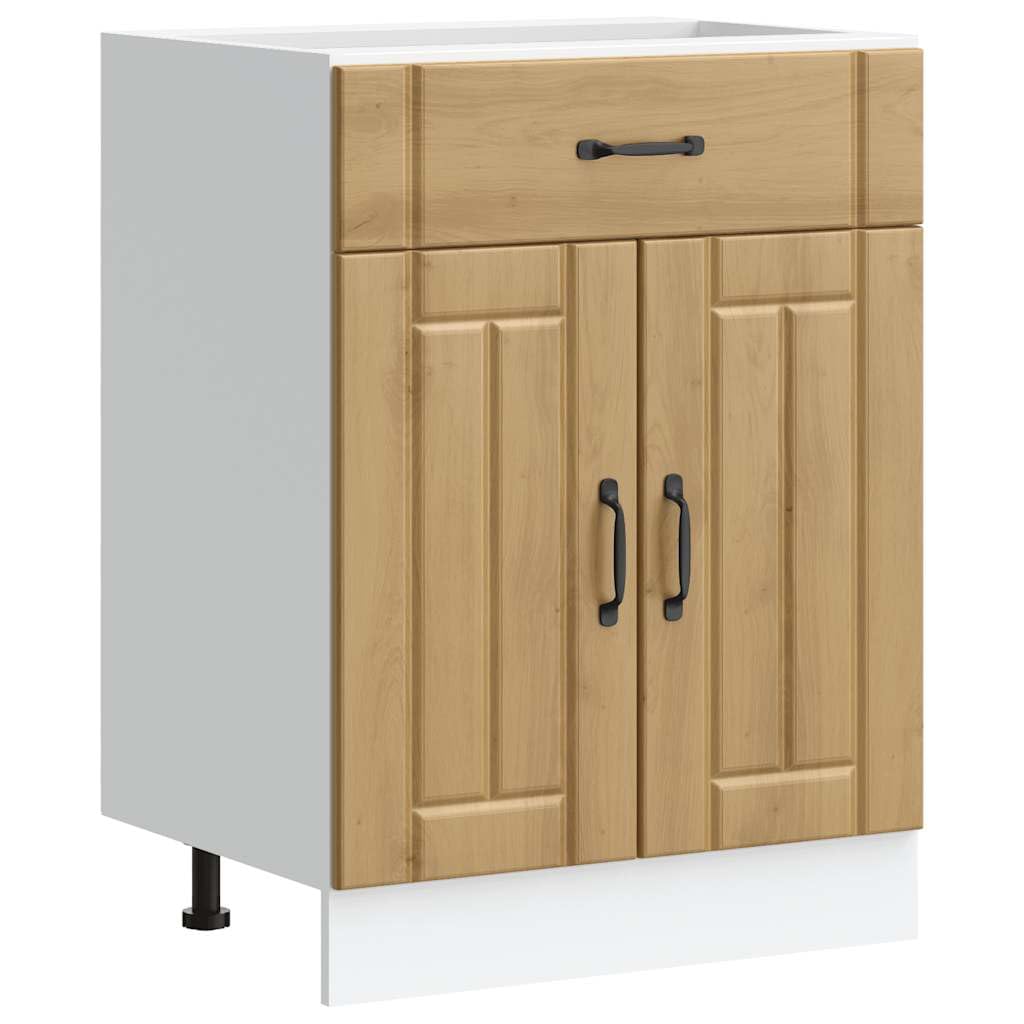 vidaXL Mueble Bajo De Cocina Lucca Roble Artesanal, Mueble Bajo De Fregadero Con Cajón