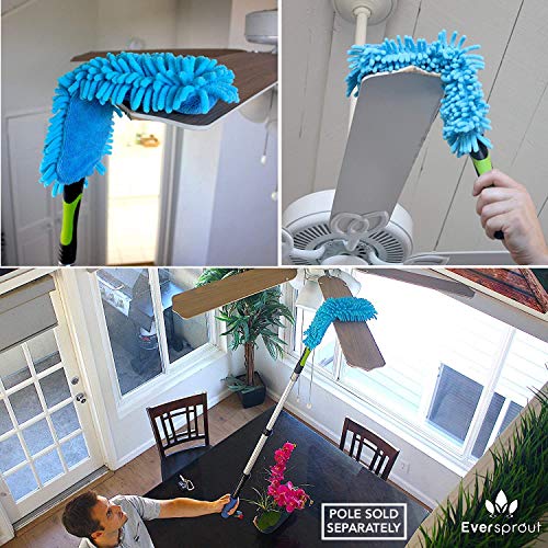 Image of EVERSPROUT Fan Duster (Attachment Only), Bendable Microfiber Cleaner | For Ceiling Fans & High Ceilings, 17 inch Duster Twists onto 3 /4in Acme Threaded Poles, Machine Washable Sleeve