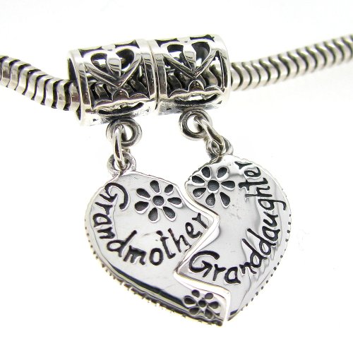 Sterling Silver Grandmother Granddaughter Family Daisy Dangle Bead Pendant For European Charm Bracelets3
