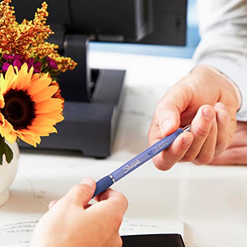 Image of SHARPIE S-Gel Pens, Blue Barrel, Medium Point (0.7mm), Black Gel Ink Pens - Home, Office, School, Journaling, Writing, Note-Taking, Teacher Supplies, 12 Count (Pack of 12)