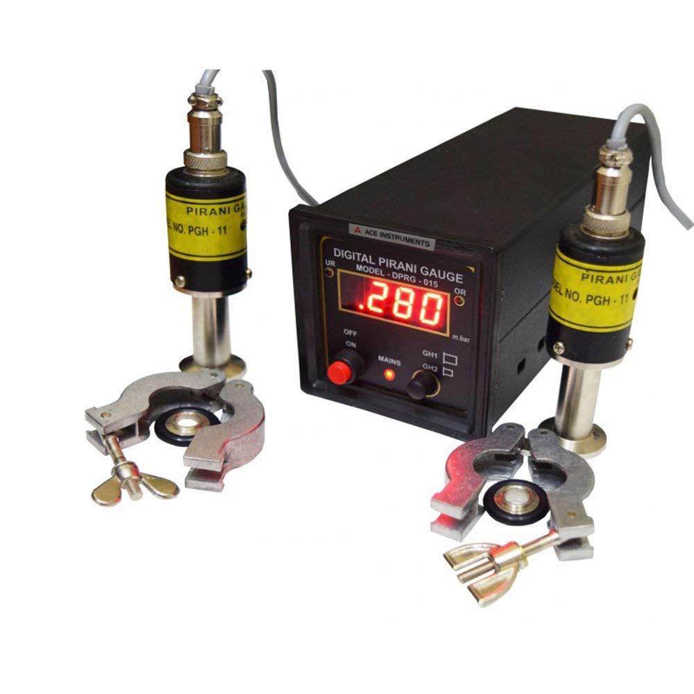 INSTRUKART Digital Pirani Gauge Indicator (Vacuum Range: 999 mBar to 0.001 Bar) for Vacuum Pumps (Dual Head Gauge, Input 230 Volts)
