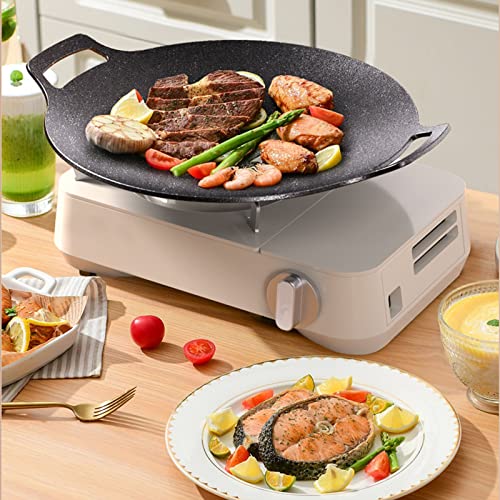 Rwoora Grill Pan,13 Inch Non-Stick Baking Pan+Brush+Dry Cloth,Barbecue Pot Outdoor Camping Grill Plate Fry Pan For Stove Tops &Induction Compatible (30Cm/12Inch) #TOP2