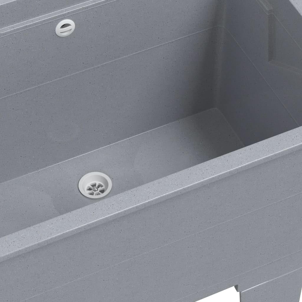 vidaXL Bac à Linge Gris 59x41x75 cm Résine, Évier Utilitaire Autoportant