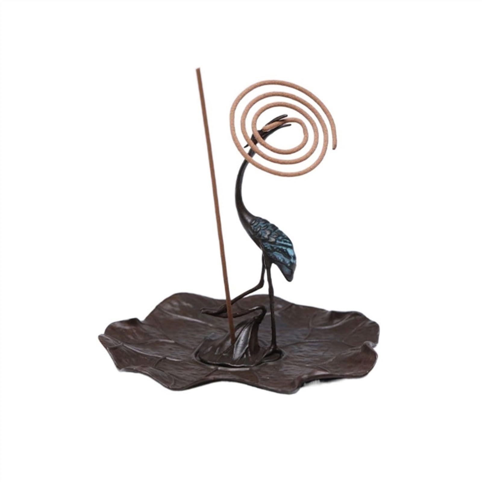Incense Holder Indoor Incense Stick Buddhist Mood Crane and Lotus Leaf Shaped Burner Durable Metal Holder Teahouse