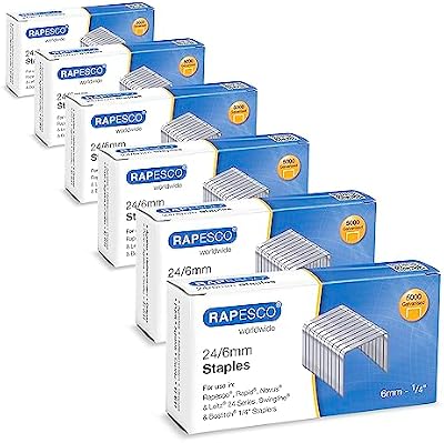 Rapesco 1736 Confección Business: Grapas Galvanizadas 24/6mm (No.16), 6 Cajas de 5000