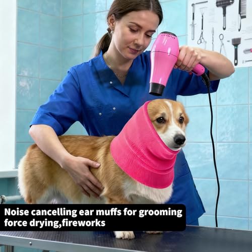 3 Stück Ohrenschützer für Hunde Lärmschutz,Anti-lärm Ohrenschutz Hund,Hohe Elastizität,Hund Schallschutzhaube,Entlasten Sie Angst vor Lärm, Donner, Feuerwerk(Klein+ +Mittel+Groß) (rosa)