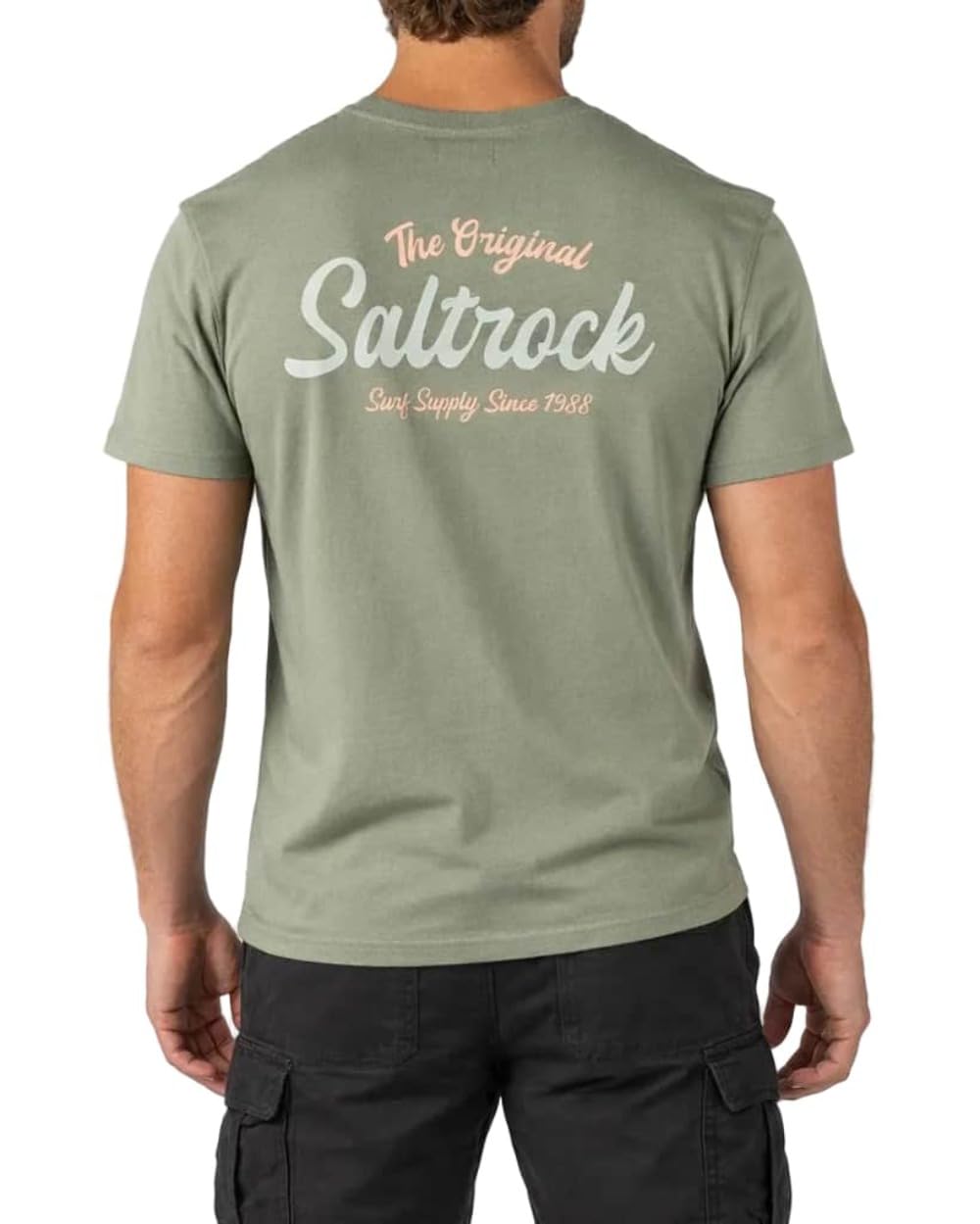 Saltrock Men's Green Postcard Script Short Sleeve T-Shirt In - Size: Xl