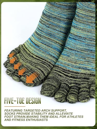 6 Pairs Women Toe Socks Cotton Crew Breathable Socks with Toes for Women Men Athletic Running2