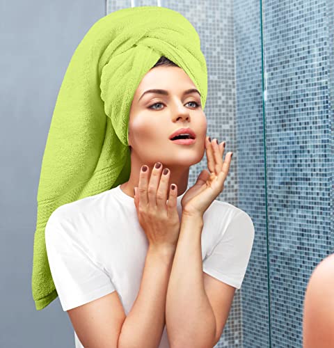 Image of Utopia Towels 8 Piece Luxury Towel Set - Majestic Plush, Super Absorbent & Quicker-to-Dry, Thick 100% Ring Spun Cotton Towels for Bathroom, Spa & Hotel - 2 Bath, 2 Hand, 4 Washcloths, Neon Green