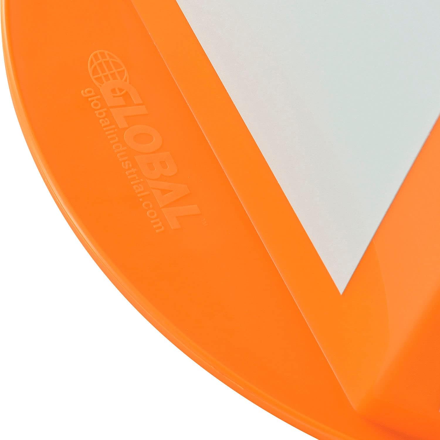 Global Industrial Inventory Control Cone with Dry Erase Decals, Three-Sided Shape, 10"L x 10"W x 5"H, Inventory Management, High Visibility, Orange, Lot of 5