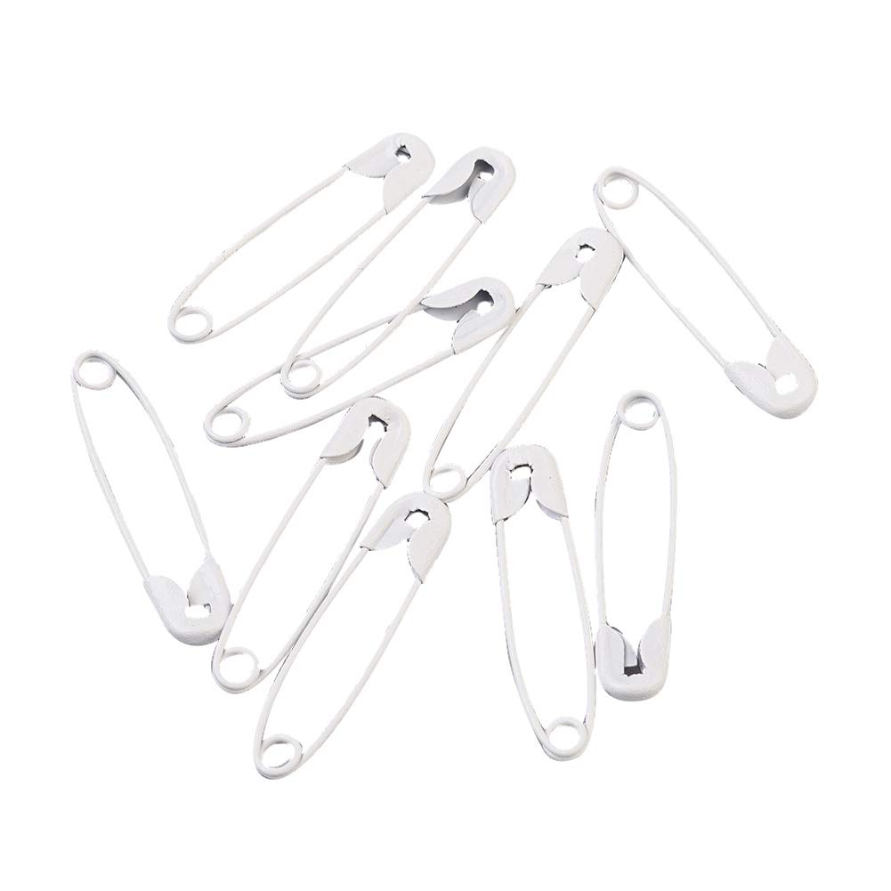 arricraft100PCS 1" White Safety Pins, Colored Safety Pins Bulk Sewing Pins for DIY Craft Making and Clothing, Knitting Stitch Marker-White