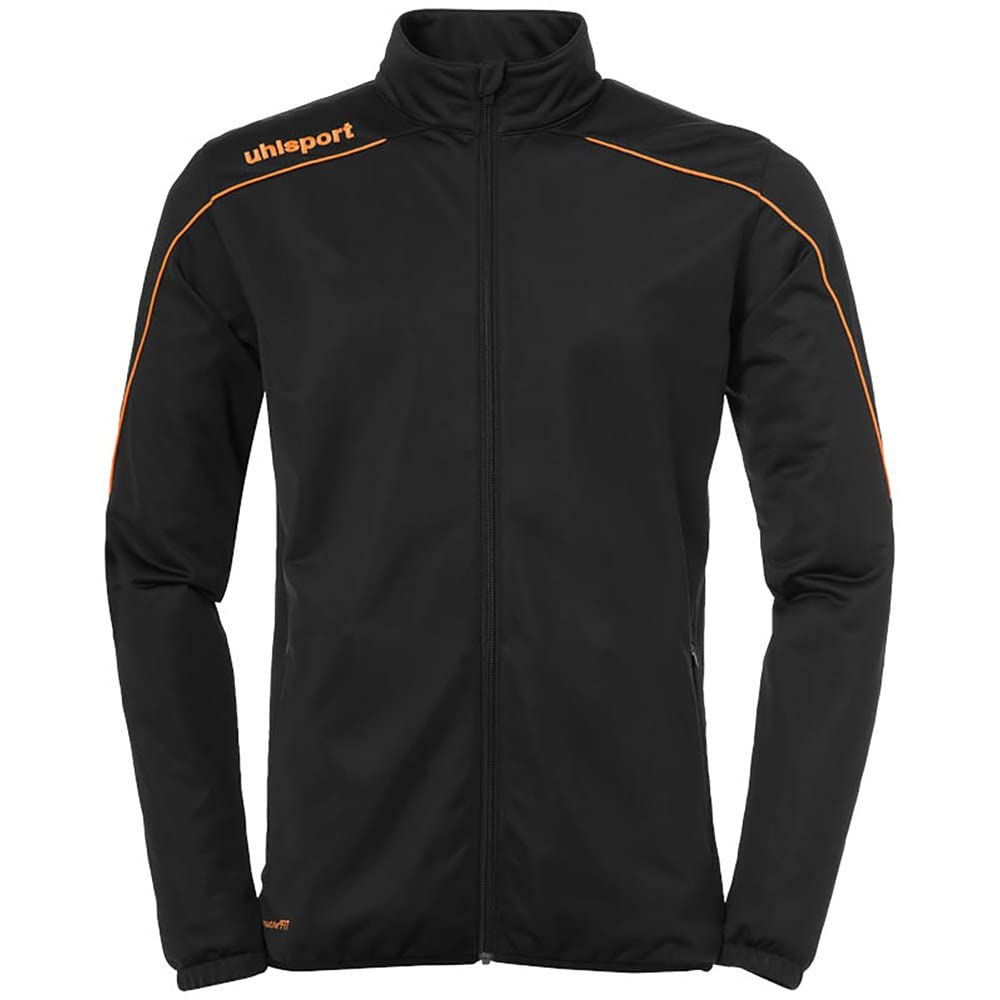 Uhlsport Football Stream 22 Classic Jacket Men, Black/Fluo Orange, Smartbreathe Pique Brushed Outdoor Sports, Size XXXL