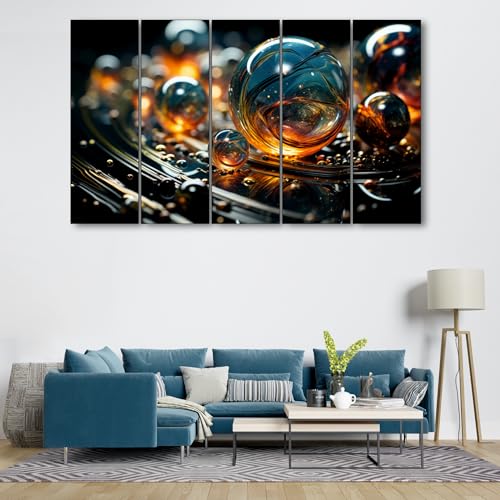 Image of The Castle Decor Beautiful Ball Drops Painting With Frame 5 Big Size (36x60) Multiple Frames Wall Art Painting for Living Room,bedroom,drawing Room,hotels-wooden Framed-digital Painting