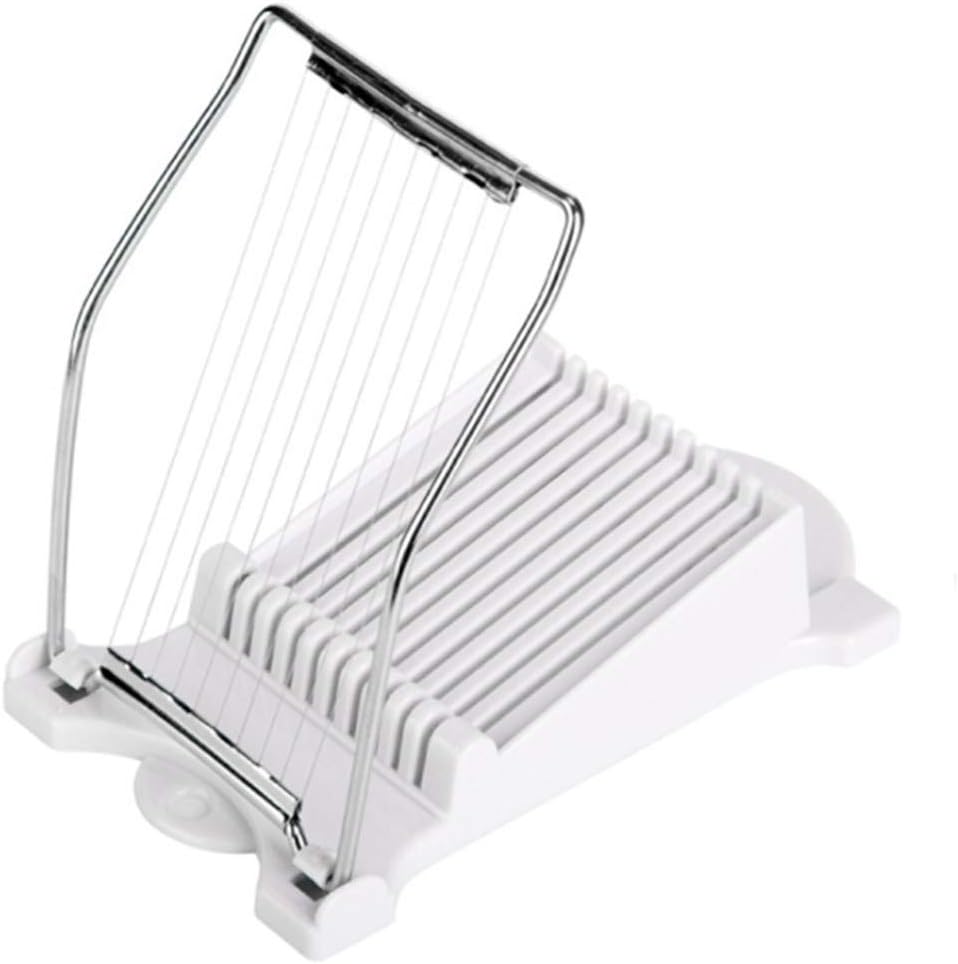 SHENGHUOBoiled Egg Slicer，Stainless Steel Wire Cheese Slicer，Luncheon Meat Slicer，Multifunctional Egg Cutter for Evenly Slicing Ham Banana and Strawberry. White