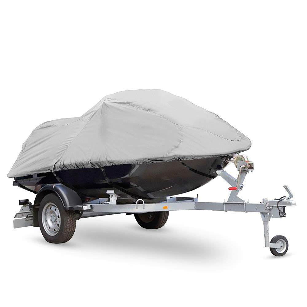 PYLE Boat Cover, Boat, Boat Covers - Heavy Duty Marine Grade Storage Cover, 127” to 138” Length, Waterproof Fabric, Elastic Cord, Rear Air Vents, Includes Anti-Moisture Storage Bag, Gray