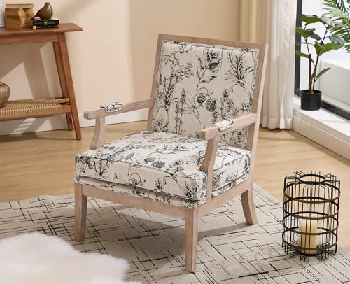 chairus Farmhouse Linen Accent Chair for Living Room, Upholstered...