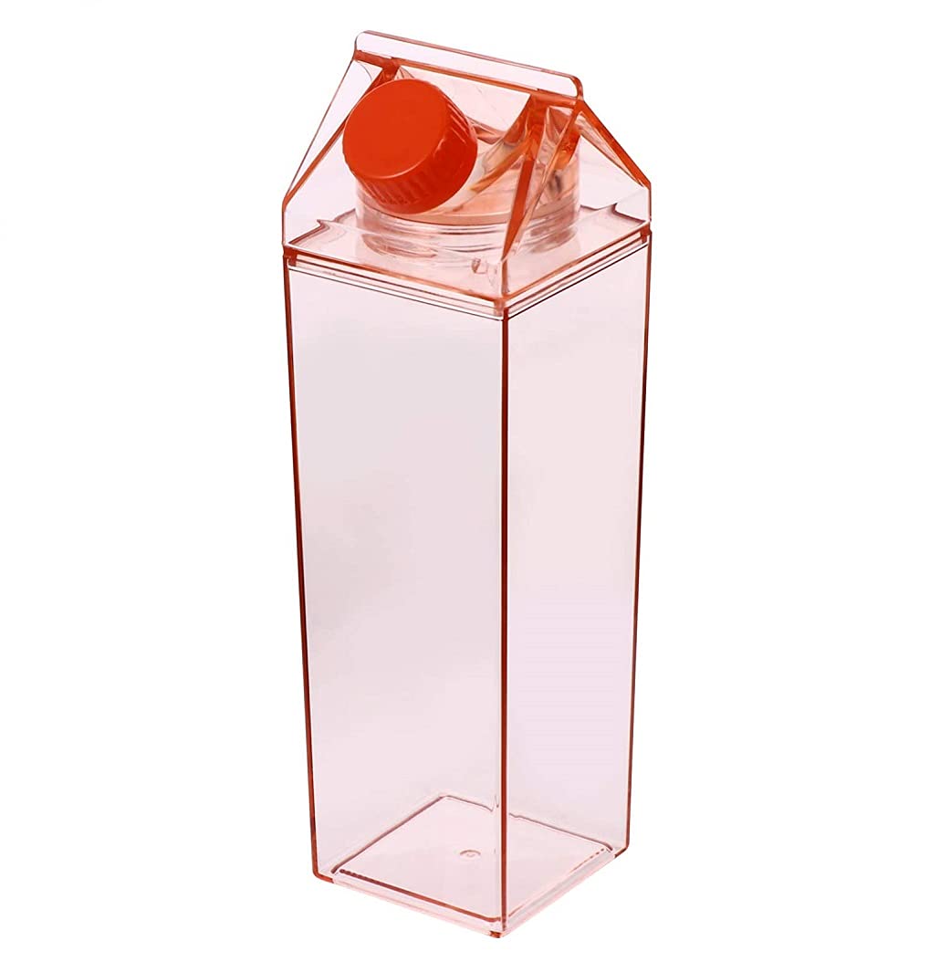 Milk Carton Water Bottle 17oz 500mL Plastic Square Milk Bottles No BPA Leakproof Water Bottle Portable Reusable Milk
