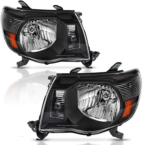 ADCARLIGHTS Compatible With TOYOTA TACOMA 2005 2006 2007 2008 2009 2010 2011 Headlights BLACK HOUSING Driver And Passenger SideW/O Bulbs