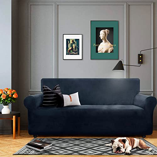 XINEAGE 1 Piece Velvet Couch Covers for 2 Cushion Couch High Stretch Loveseat Slipcover for Pets Dogs Anti Slip Love Seat Sofa Slipcover Furniture Protector (2 Seater - Image 2