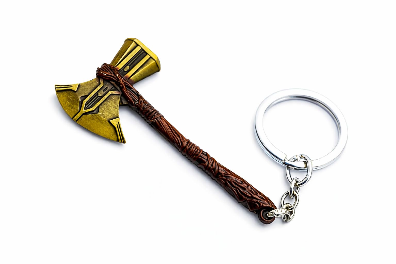 Axe Metal Keychain for Boys & Men | Gold Stormbreaker Inspired Superhero Key Ring | Premium Metal Pendant for Car, Bike & Backpack-image-49