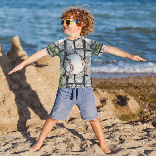 Boys Short Sleeve T-Shirts Baseball Wall Hit Rashguard Kids Swim Shirts Sun UPF 50+ Multicoloured4