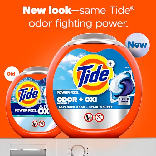Image of Tide Odor Defense + Oxi Laundry Detergent Pacs, Original Scent, 18 Count, Advanced Odor + Stain Fighter, laudry soap washing detergent pacs