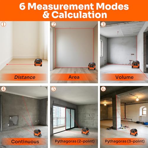 2-in-1 Laser Tape Measure, 197Ft Rechargeable Digital Laser Measurement Tool & 16Ft Tape Measurer with LCD Backlight - Pythagoras/Distance/Area/Volume Digital Tape Measure for Construction