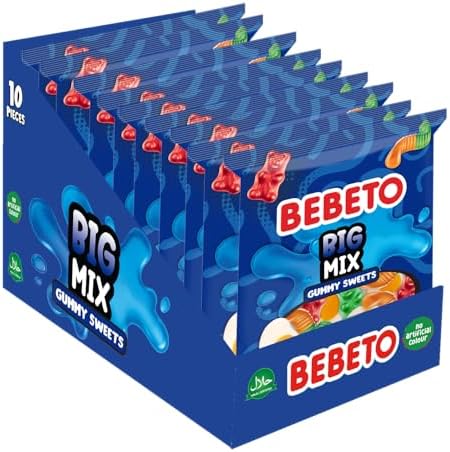 Bebeto Big Mix (150g), Real Fruit Juice + No Artificial Colours + Halal Certified Sweets, Pack of 10, 1.5 kg