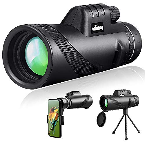 Outerman 40Ã—60 Monocular Telescope, BAK4 Prism, FMC Lens, Clear Vision, Fogproof & IPX7 Waterproof Monocular with Smartphone Holder Tripod Suit for Travel, Bird Watching, Concerts, Football Matches