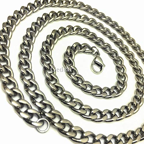 TIKING 2.5mm/3.0mm/3.5mm/4.5mm/5.5mm Pure Titanium Chain Necklace Jewelry Link Chain with Gift Box for Women and Men (Width:5.5mm/Length:600mm(23.6"))