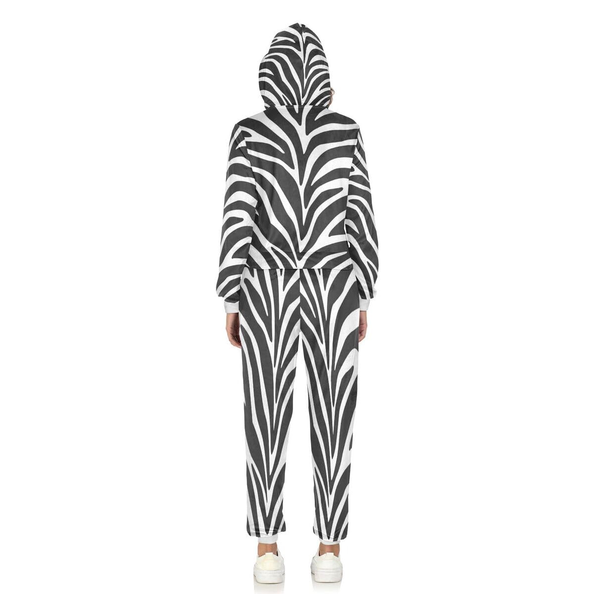 Conjunto deportivo de 2 piezas para mujer, diseño de rayas de piel de cebra africana, conjunto deportivo de manga larga, estampado animal