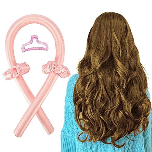 CoutureBridal Heatless Hair curlers for Long Hair To Sleep In Overnight, Women No Heat Soft Foam Rollers Hair Curlers for all DIY Hairstyles (Pink), 4 Piece Set