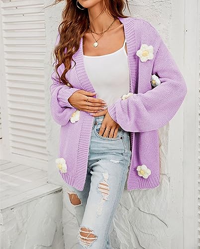 Image of Womens Y2K Cute Cardigan Sweaters Open Front Cropped Flower Knit Jacket Vintage Preppy Aesthetic 90s Clothes Kawaii Sweater