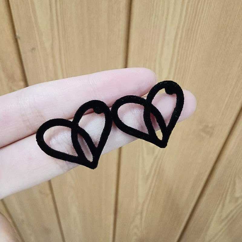 Cute Bow Earrings for Women Black Velvet Earrings Heart Studs Trendy Dainty Christmas Birthday Ear Jewelry Valentine's Day Jewelry - Image 3