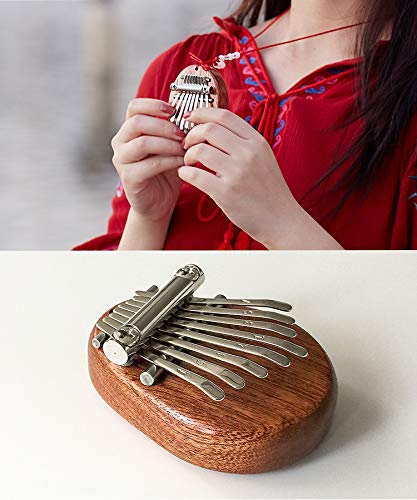 Mini Kalimba 8 Keys Thumb Piano Cute Portable Exquisite Piano Musical Instrument Wood Good Accessory Pendant Gift For Kids Adult Beginners Brown #TOP5