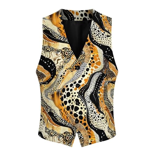 Abstract Tiger Leopard Pattern Men's Suit Vest Waistcoat Vests Formal Dress with 2 Pockets for Business Casual Tuxedo3