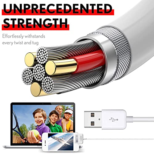 Iphone 4 Charger Cables (3 Pack 3.3 Ft) 30 Pin To Usb Fast Charge & Sync Charging Cable Certified For Old Apple Iphone 4S / 4, 3G / 3Gs, Old Ipad 1/2/3, Old Ipod Touch, Old Ipod Nano #TOP3