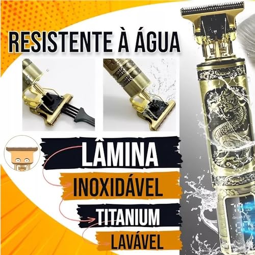 Aparador Recarregável Sem Fio c/Visor para Cabelo/Barba - Cortes e Acabamentos
