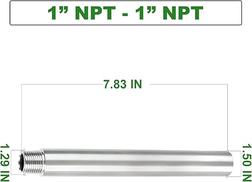 Miniatura 259 de TAISHER 2 accesorios de tubería de acero inoxidable, 1/2 "NPT x 1/2" NPT macho roscado, tubo fundido de pezón de 6 pulgadas de longitud 1.969 in