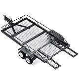 JGGZONE RC Trailer for Hauling Behind Car - Metal Hitch Mount Trailer with 4 Tires Heavy Duty Truck and RC Rock Cars Trailer for 1/18 RC Crawler TRX4M Defender Bronco K10 High Trail F150