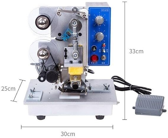 Foil Press Machine, Printer Ribbon Date Coder, Semi-Automatic Plastic Bag Printing Coding Hot Stamp Machine, Craft Making