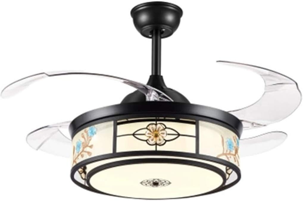 Jiji Modern Ceiling Fan Light Dinning Room Bedroom Light Modern LED Dimming Invisible Ceiling Fan Light Ceiling Lamp (Color : Black, Size : Remote Control)