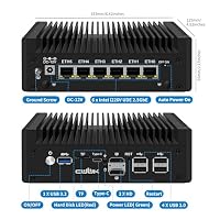 CWWK Mini PC N150 (Upgraded N100) Firewall Appliance, OPNsense Mini Computer mit 6 Port i226-V 2.5GbE LAN, F5 Fanless Micro PC ohne RAM/SSD/OS, USB Typ-C, 4K 3-Display, TF, AES-NI – Ansicht 7