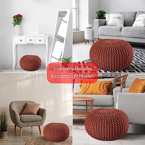Pouf tricot fait main coton recyclé 55 cm ELYFLAIR