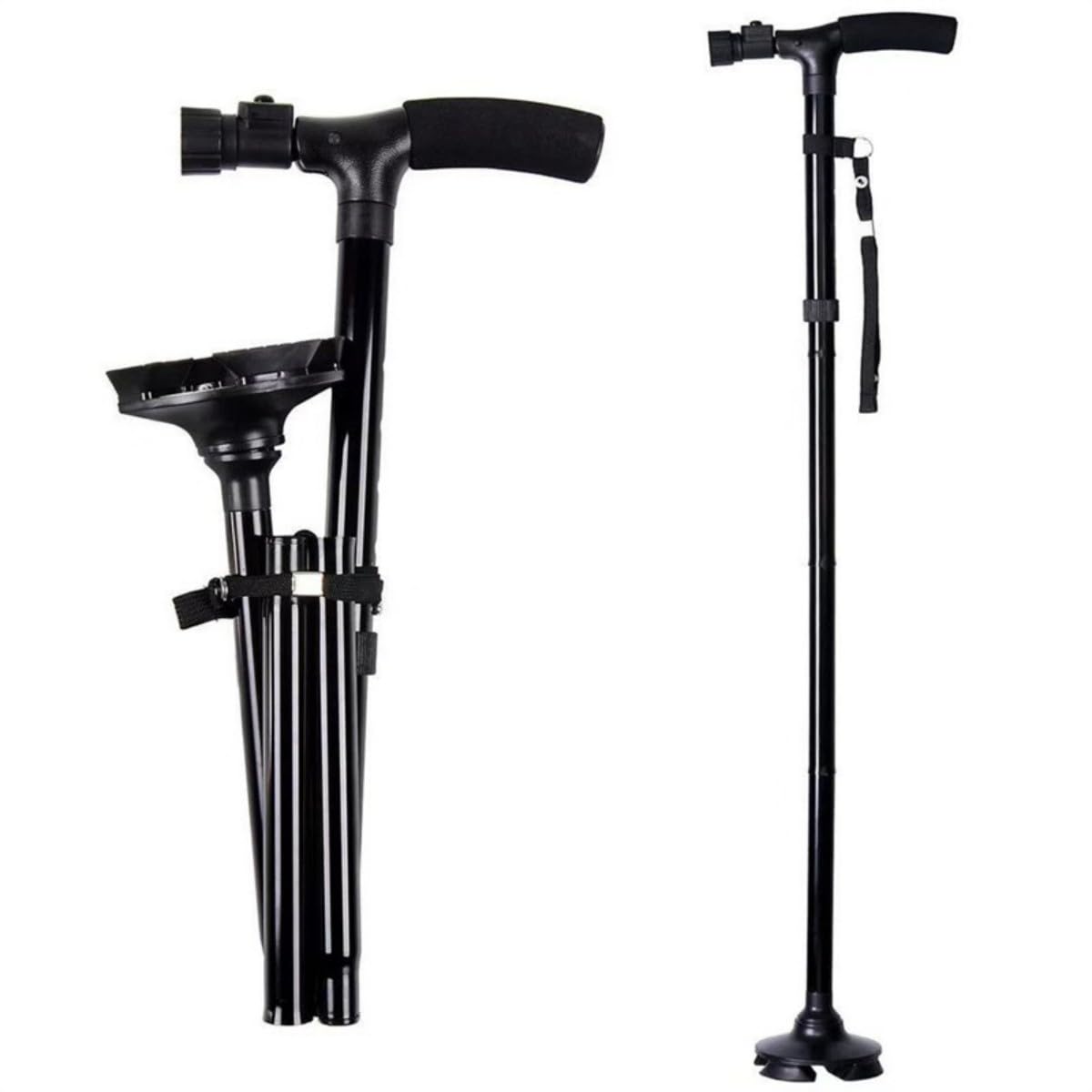 1pcs Folding Cane with LED Light Adjustable Lightweight Collapsible Aluminum Anti-Slip Foldable Walking Stick Cane for Seniors Adults