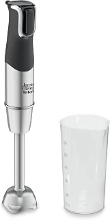 Jamie Oliver by Tefal HB95JD10 Hand Blender, Stainless Steel Blades, 1200 Watt, Mixer Base, Dishwasher Safe, Multi-Speed Trigger, Splash Guard, Includes 800 ml Cup, Black/Stainless Steel