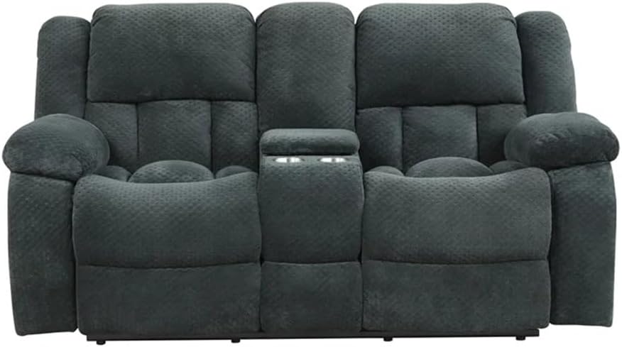 Manual Recliner Loveseat Made with Chenille Fabric in Brown(D)