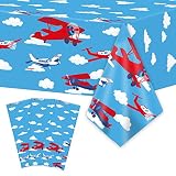 Wiooffen 3pcs Airplane Party Tablecloth Supplies Disposable Helicopter Theme Table Cover Favors Plas