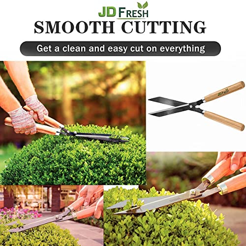 Image of JD FRESH Plant Cutter for Garden Hedge Pruning Shears /8 Inch Premium Carbon Steel Gardening Scissors /Anti Rust /160 Angled Blade /Wooden Handle /for Hedge Cutting /Bush & Shrub Branch Trimming /Shaping